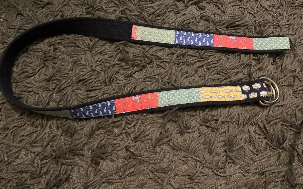 Vineyard Vines patchwork design double ring belt cotton Medium